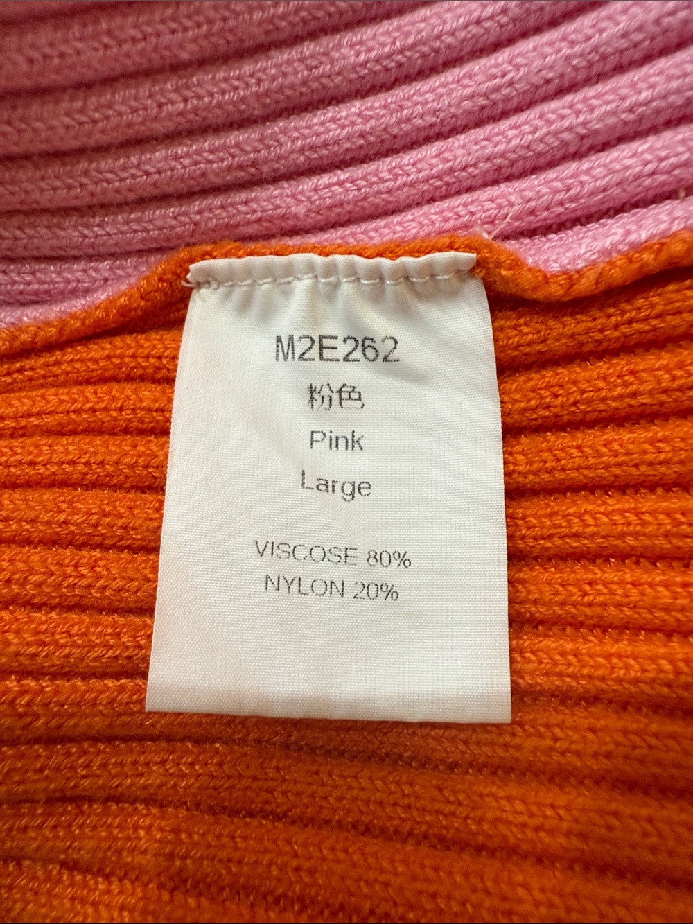 Two-Tone Orange and Pink Ribbed Button-Front Dress - Picture 6 of 6